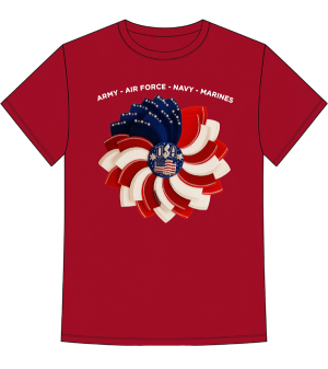 US Patriotic Flower Red Tee – “Proudly American”