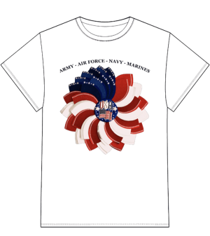 US Patriotic Flower White Tee – “Proudly American”